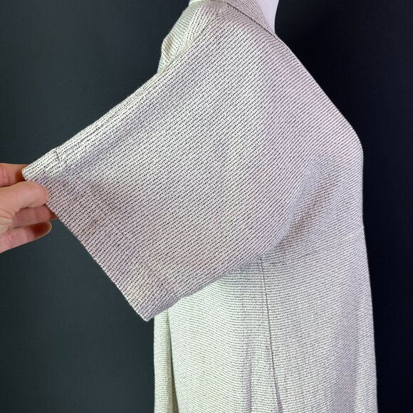 Mirth Size S/M High-Waisted Short Sleeve Dress V-Neck Cream Black Woven - Picture 7 of 7